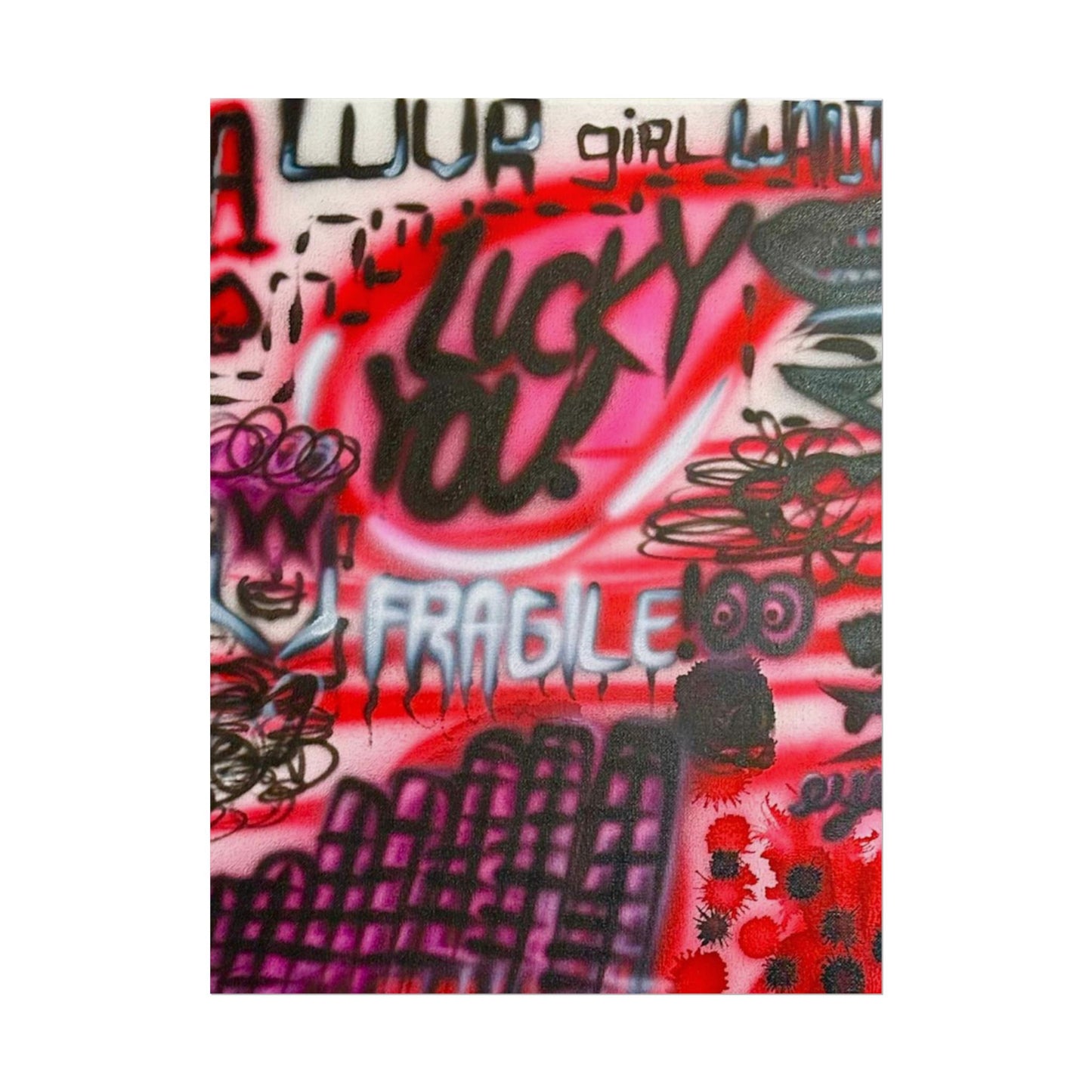 "lucky you!" airbrush rolled print