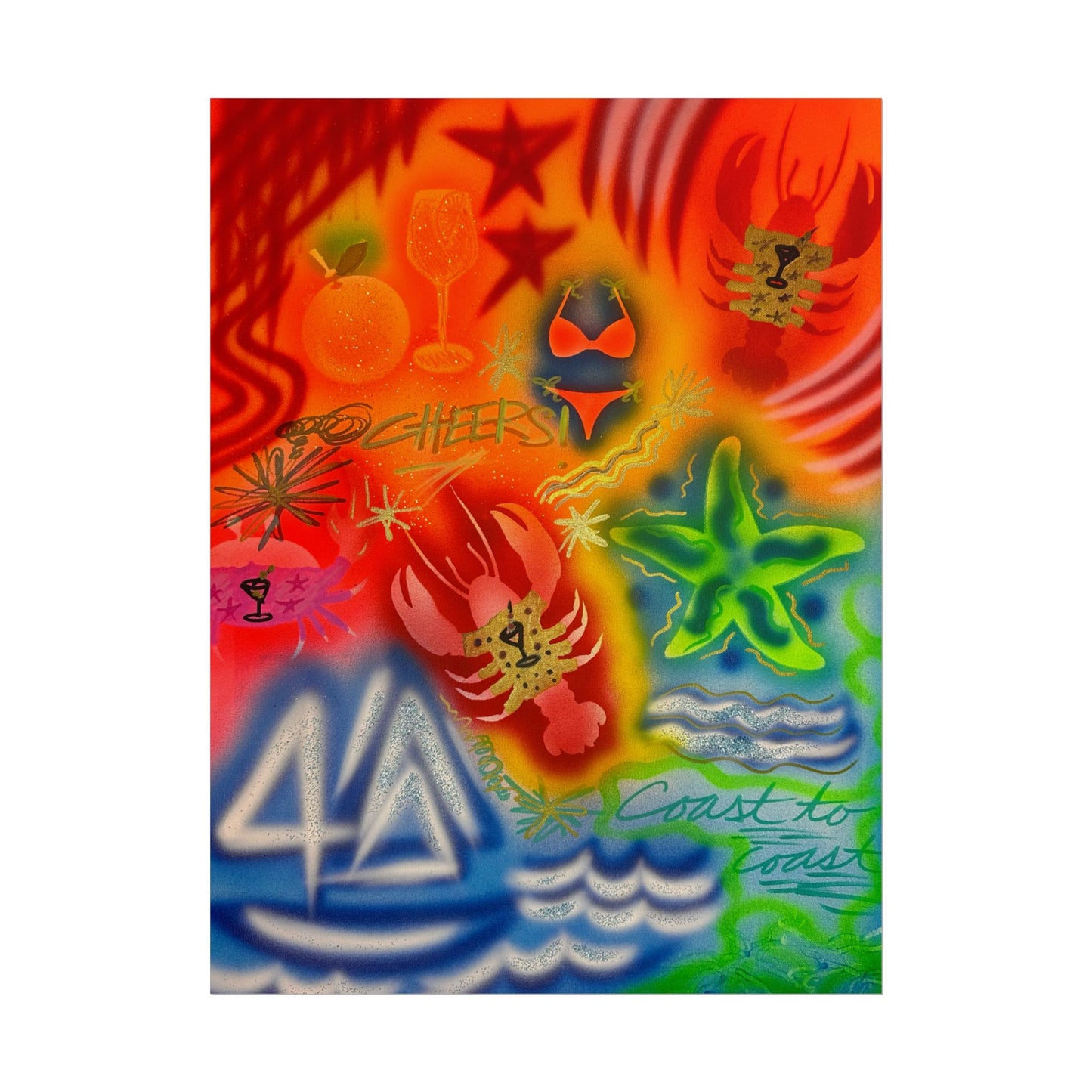 "tipsy lobster" airbrush rolled print
