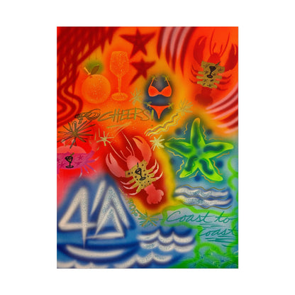 "tipsy lobster" airbrush rolled print