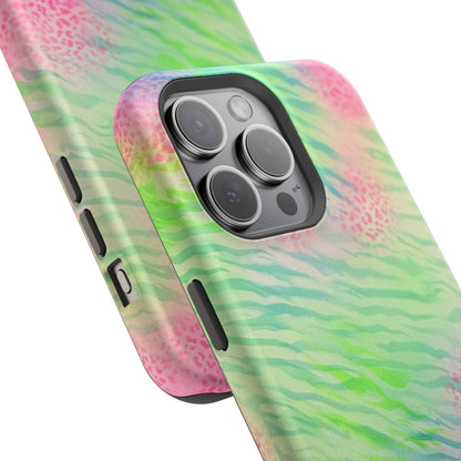 MagSafe "teal cheetah" airbrush iPhone case
