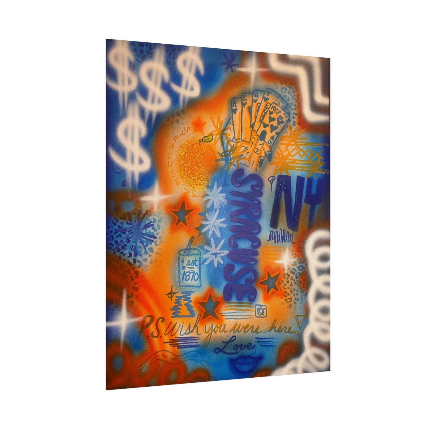 "syracuse, ny" airbrush rolled print