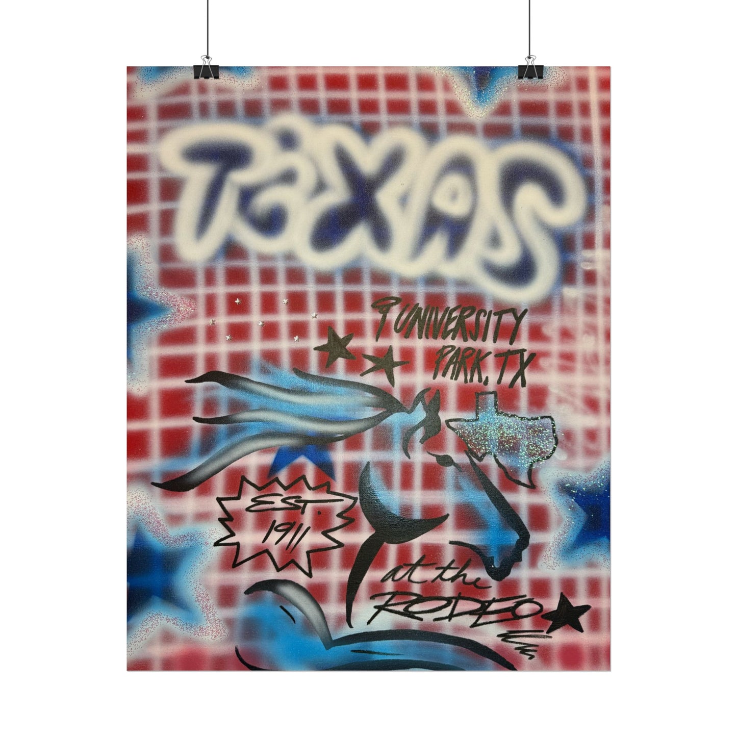 "texas" airbrush rolled print