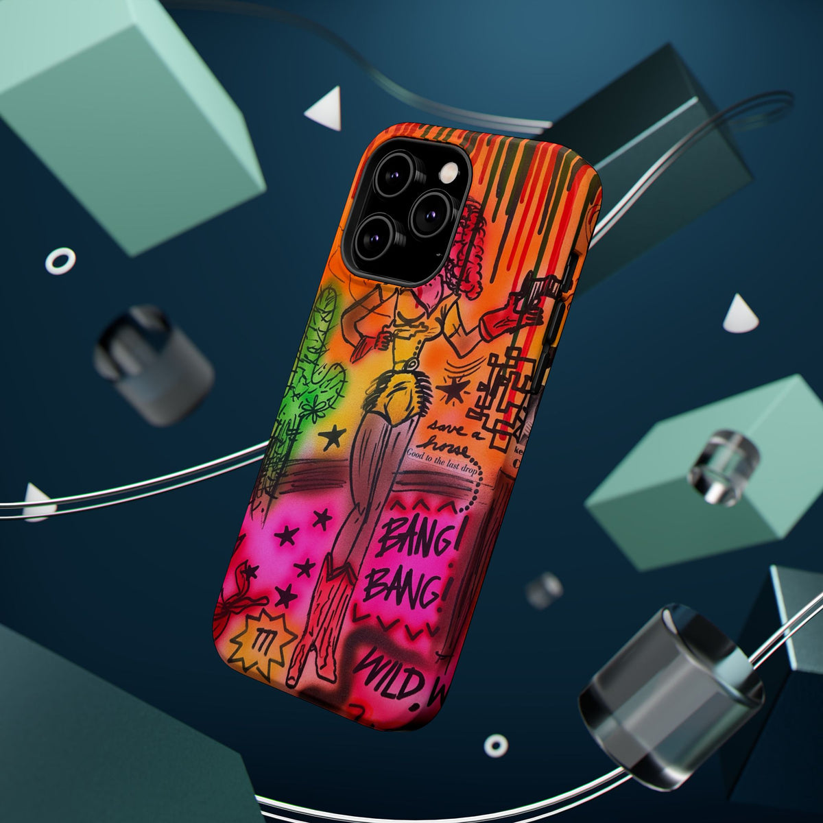 MagSafe "wild, wild west" airbrush iPhone case