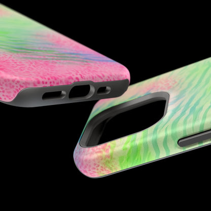 MagSafe "teal cheetah" airbrush iPhone case