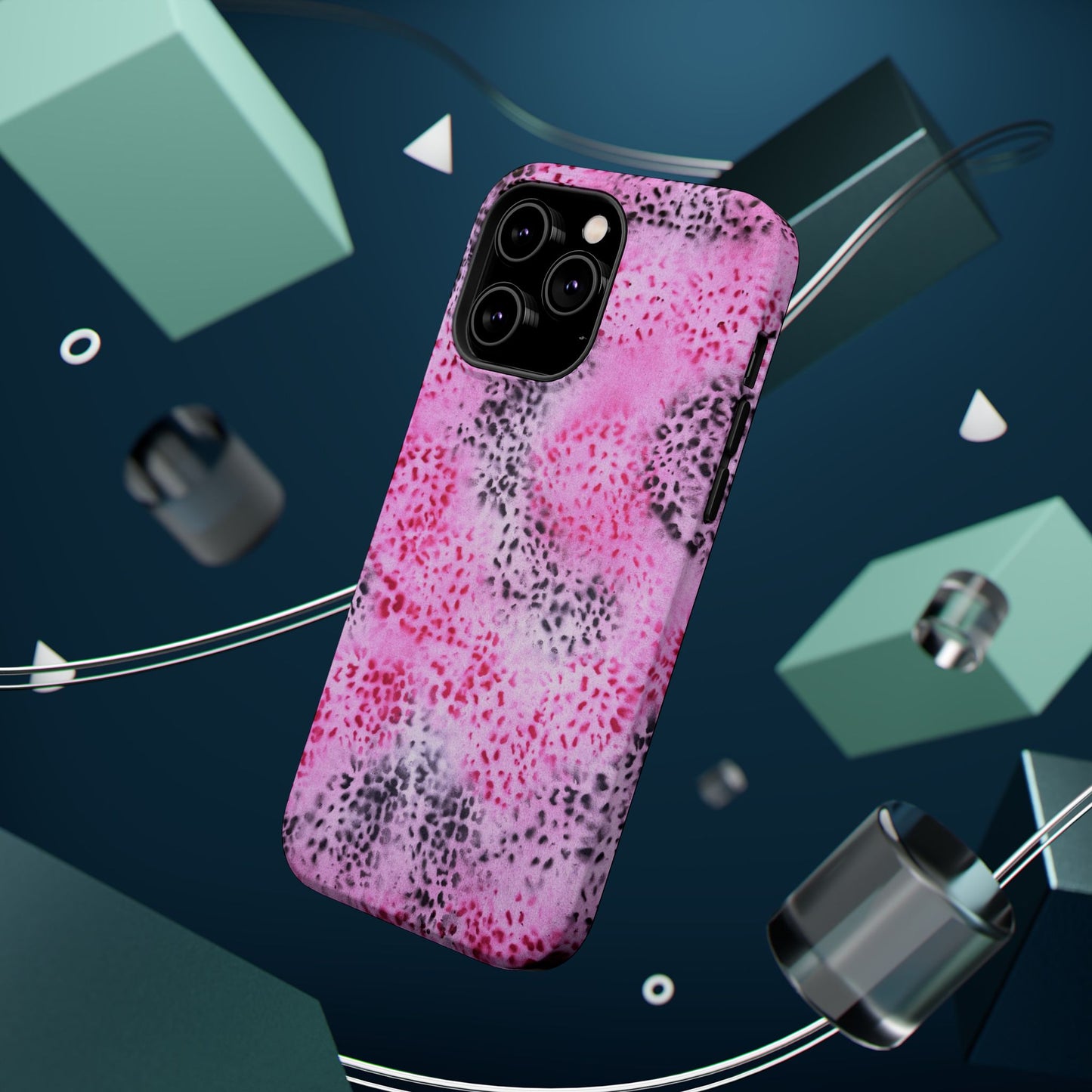 MagSafe "pink cheetah" airbrush iPhone case