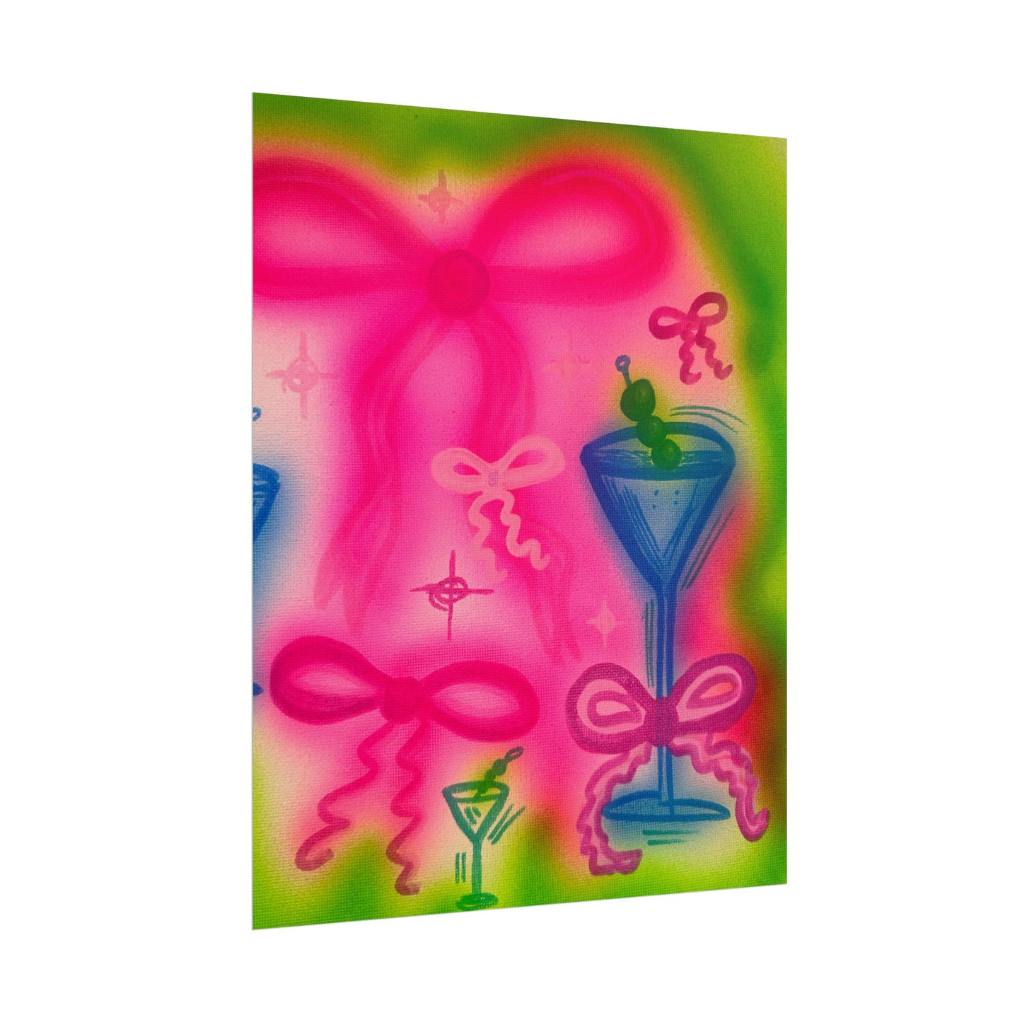 "bow martini" airbrush rolled print
