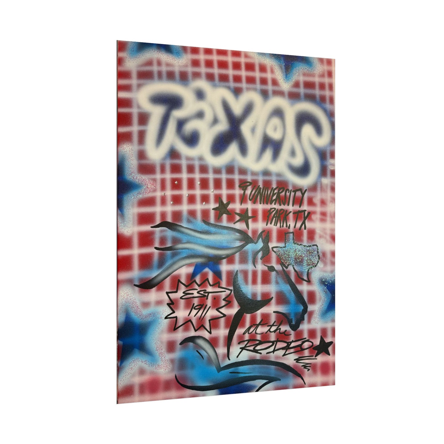 "texas" airbrush rolled print