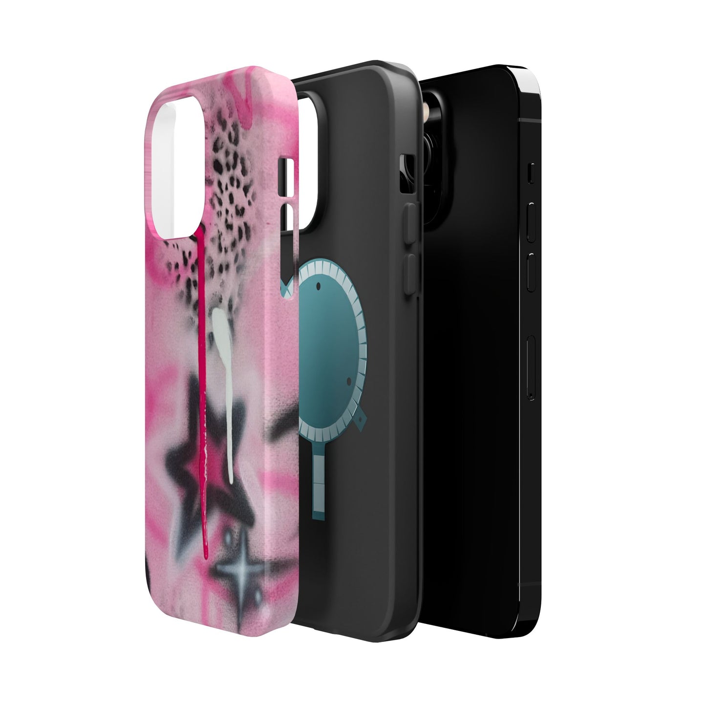 MagSafe "pink cheetah" airbrush iPhone case