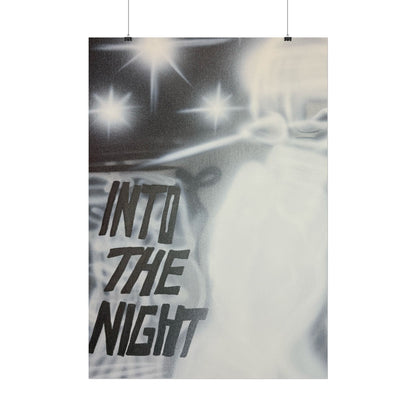 "into the night" airbrush rolled print