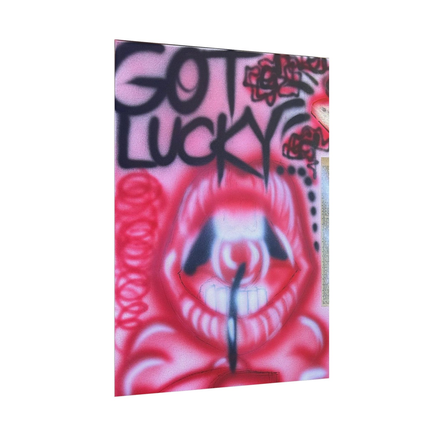"be happy go lucky" airbrush rolled print