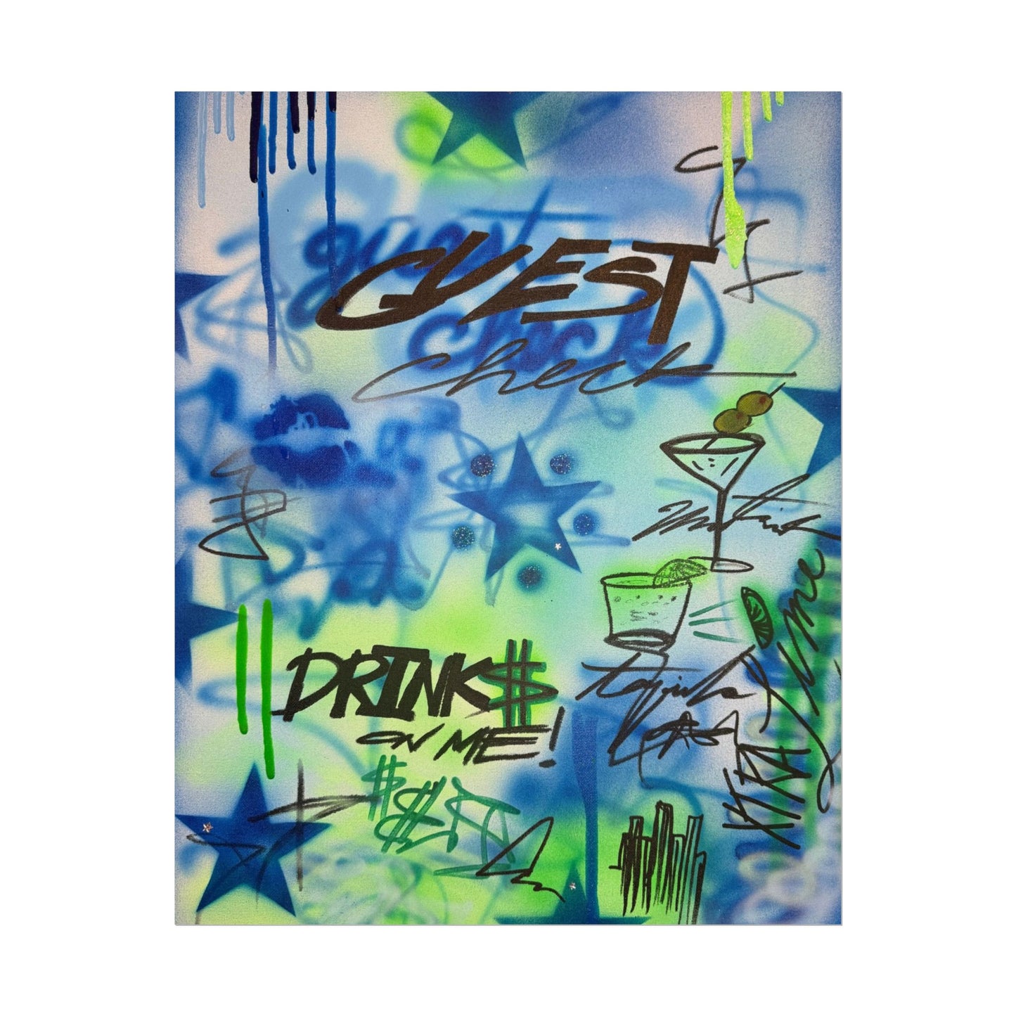 "guest check" airbrush rolled print