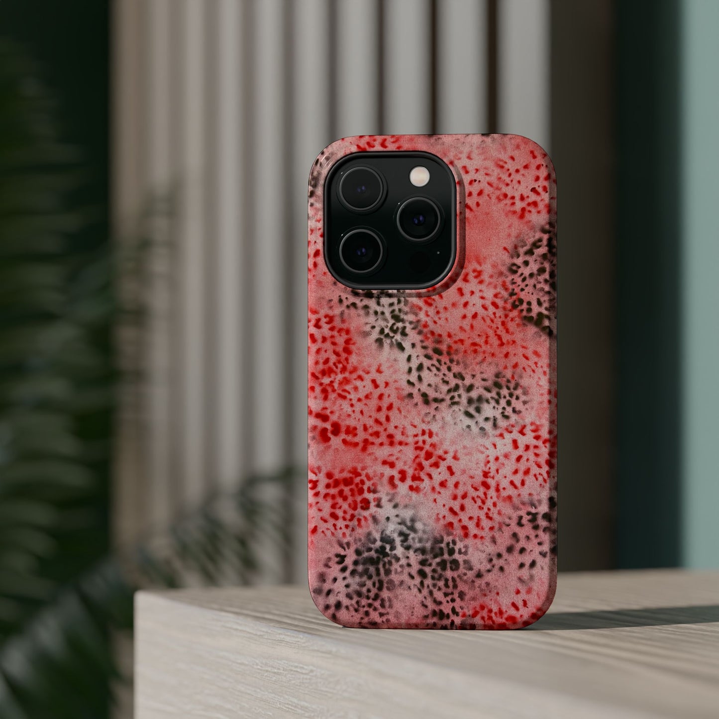 MagSafe "red cheetah" airbrush iPhone case