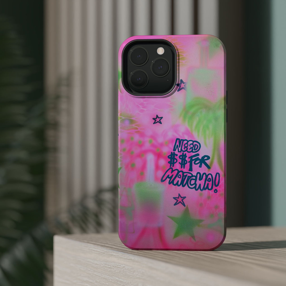 MagSafe "need $$ for matcha" airbrush iPhone case