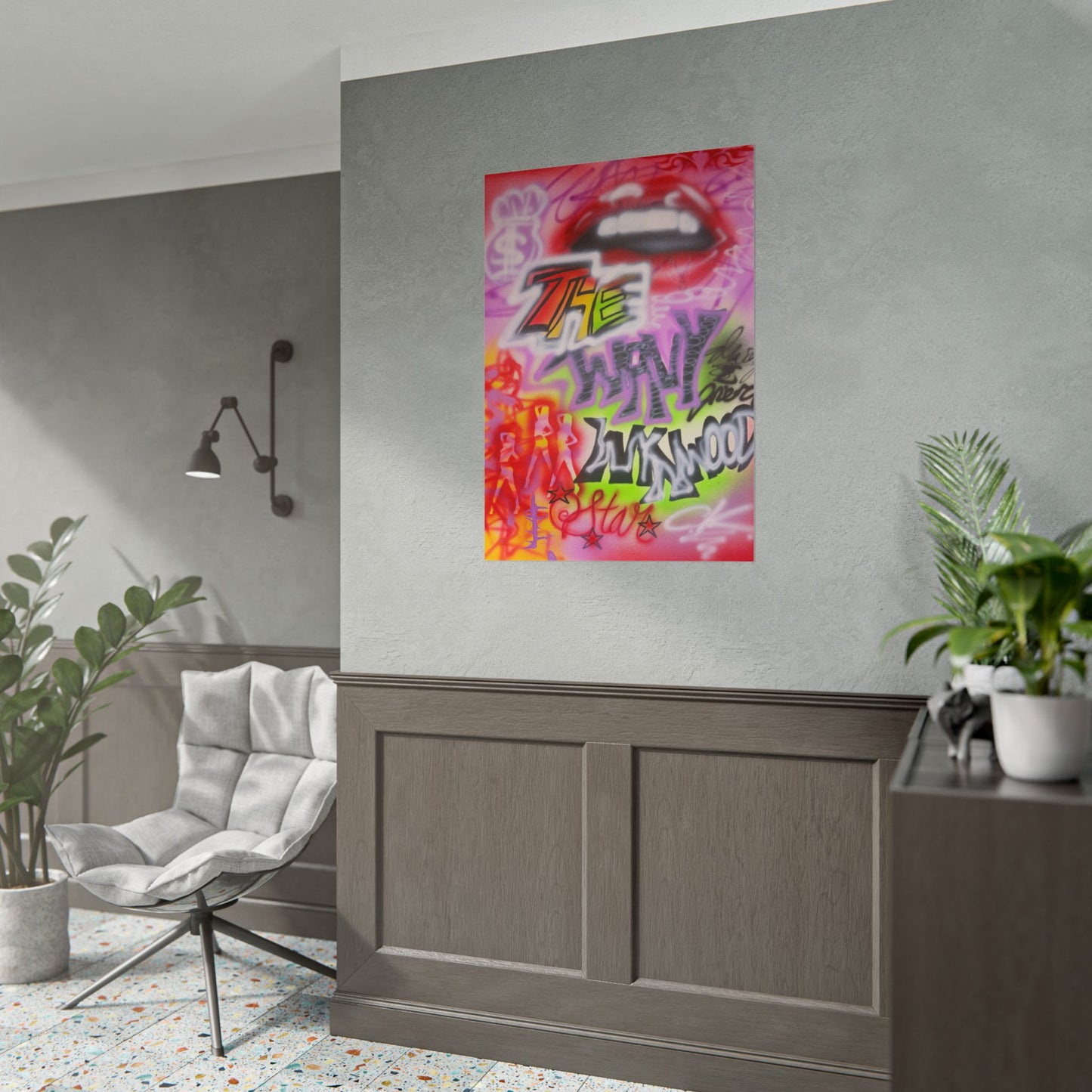 "wynwood gold" airbrush rolled print