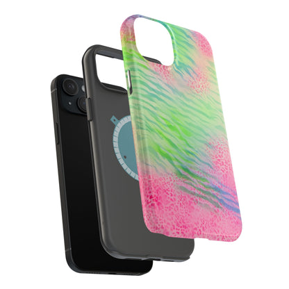 MagSafe "teal cheetah" airbrush iPhone case