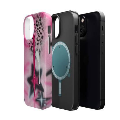 MagSafe "pink cheetah" airbrush iPhone case