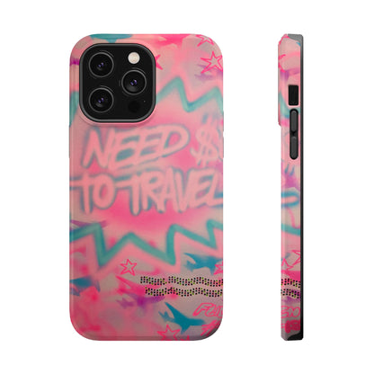MagSafe "need $$ to travel" airbrush iPhone case