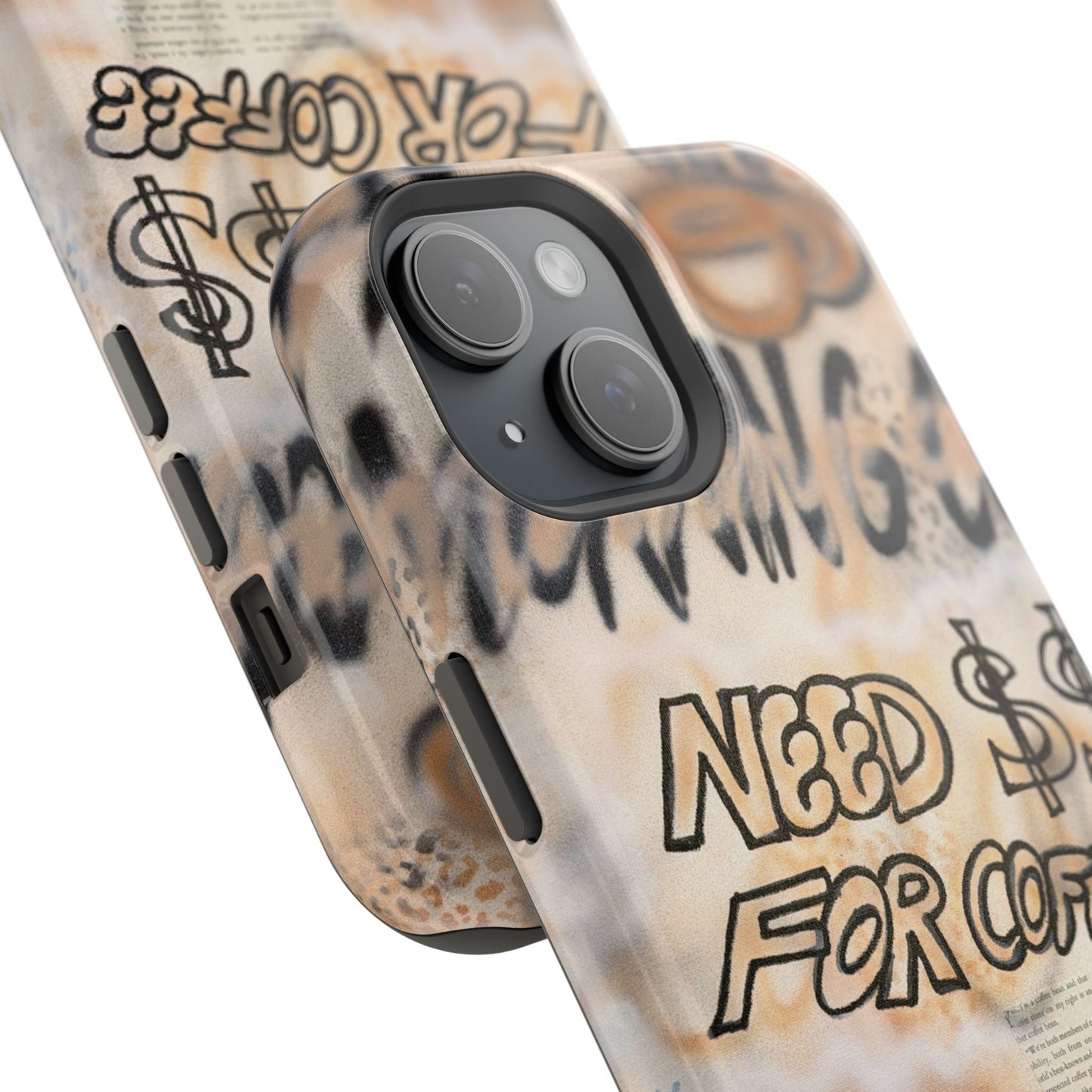MagSafe "need $$ for coffee" airbrush iPhone case