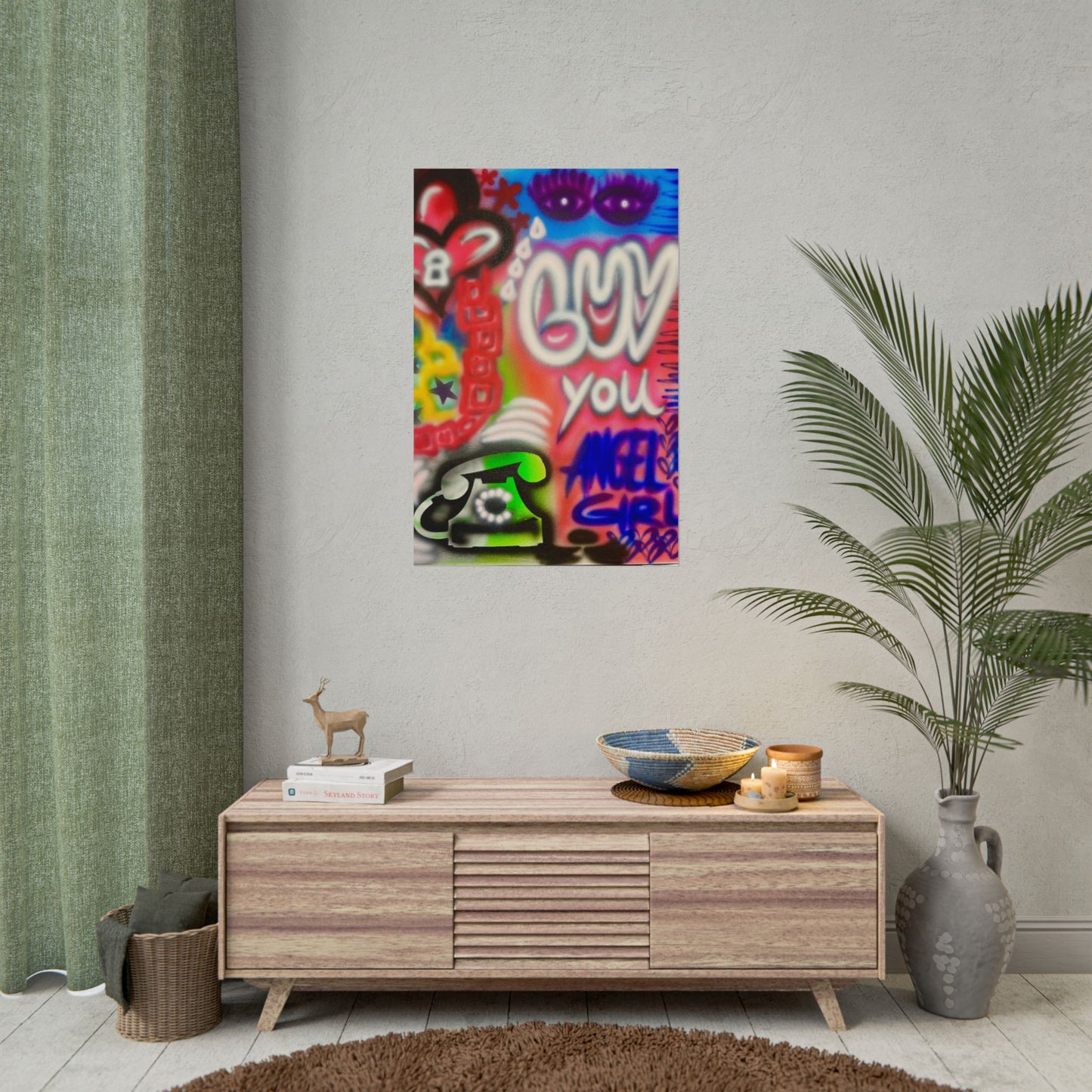 "luv u angel girl" airbrush rolled print