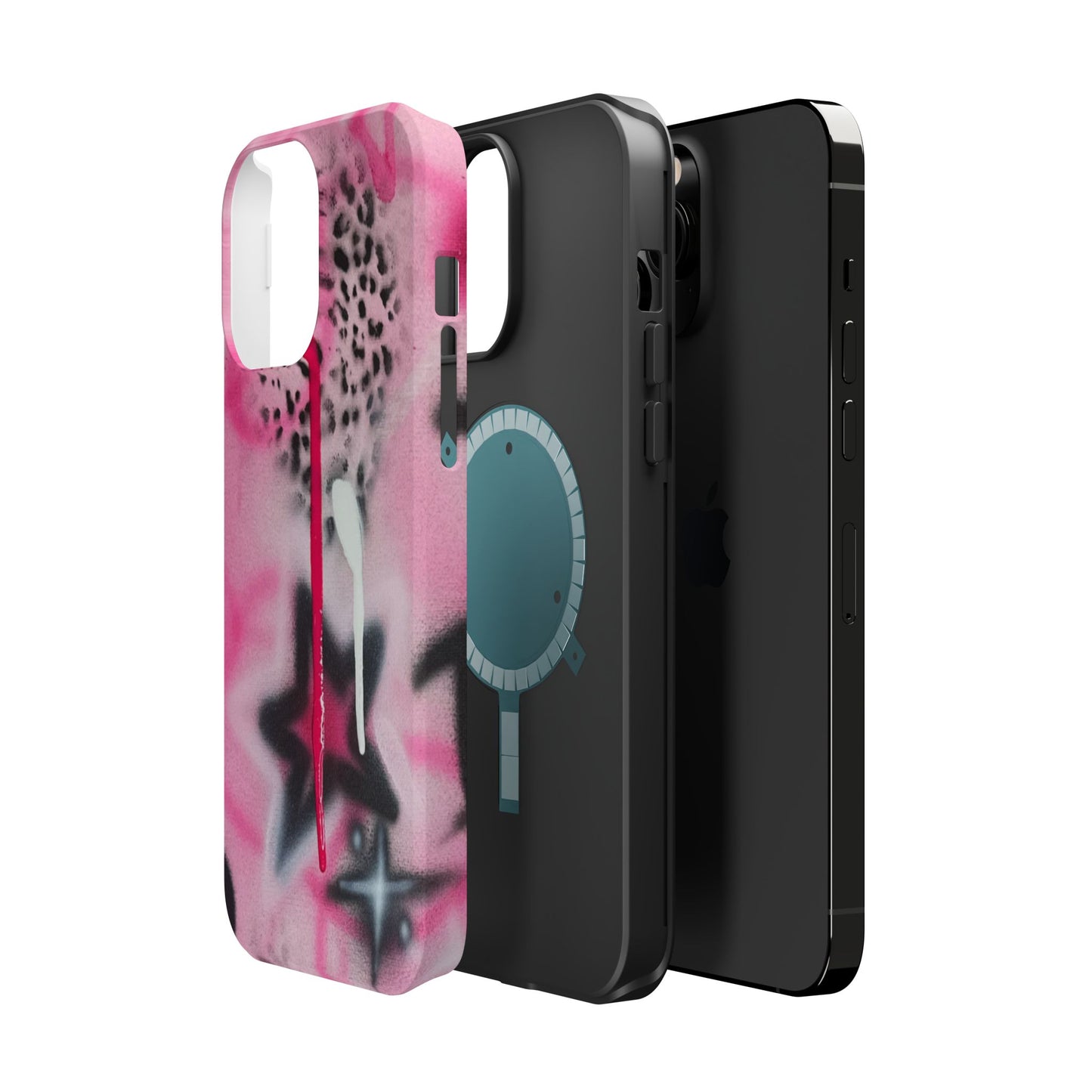 MagSafe "pink cheetah" airbrush iPhone case