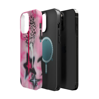 MagSafe "pink cheetah" airbrush iPhone case