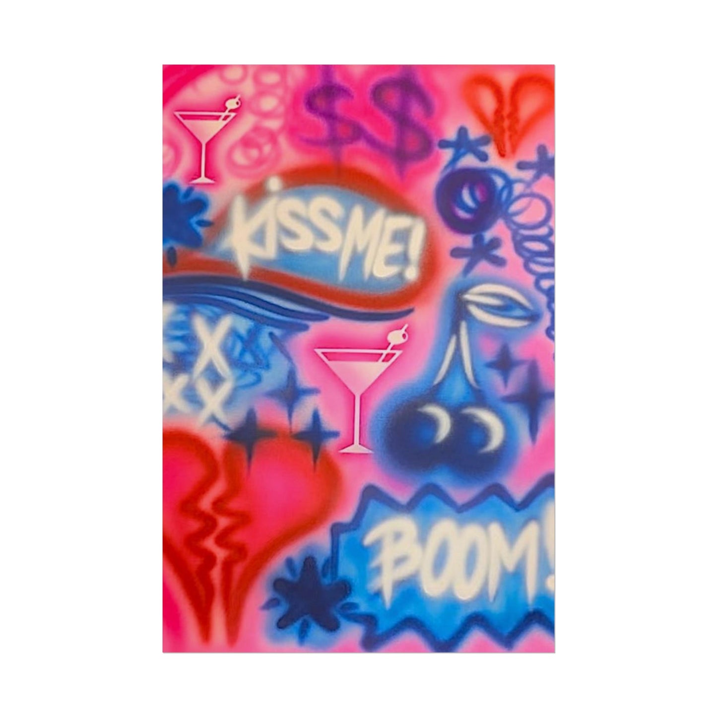 "kiss me pt. 2" airbrush rolled print