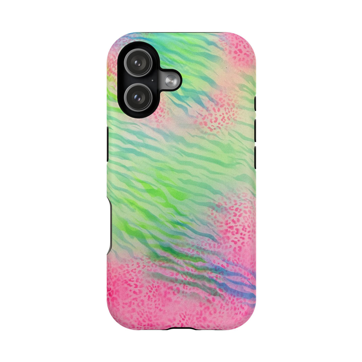 MagSafe "teal cheetah" airbrush iPhone case