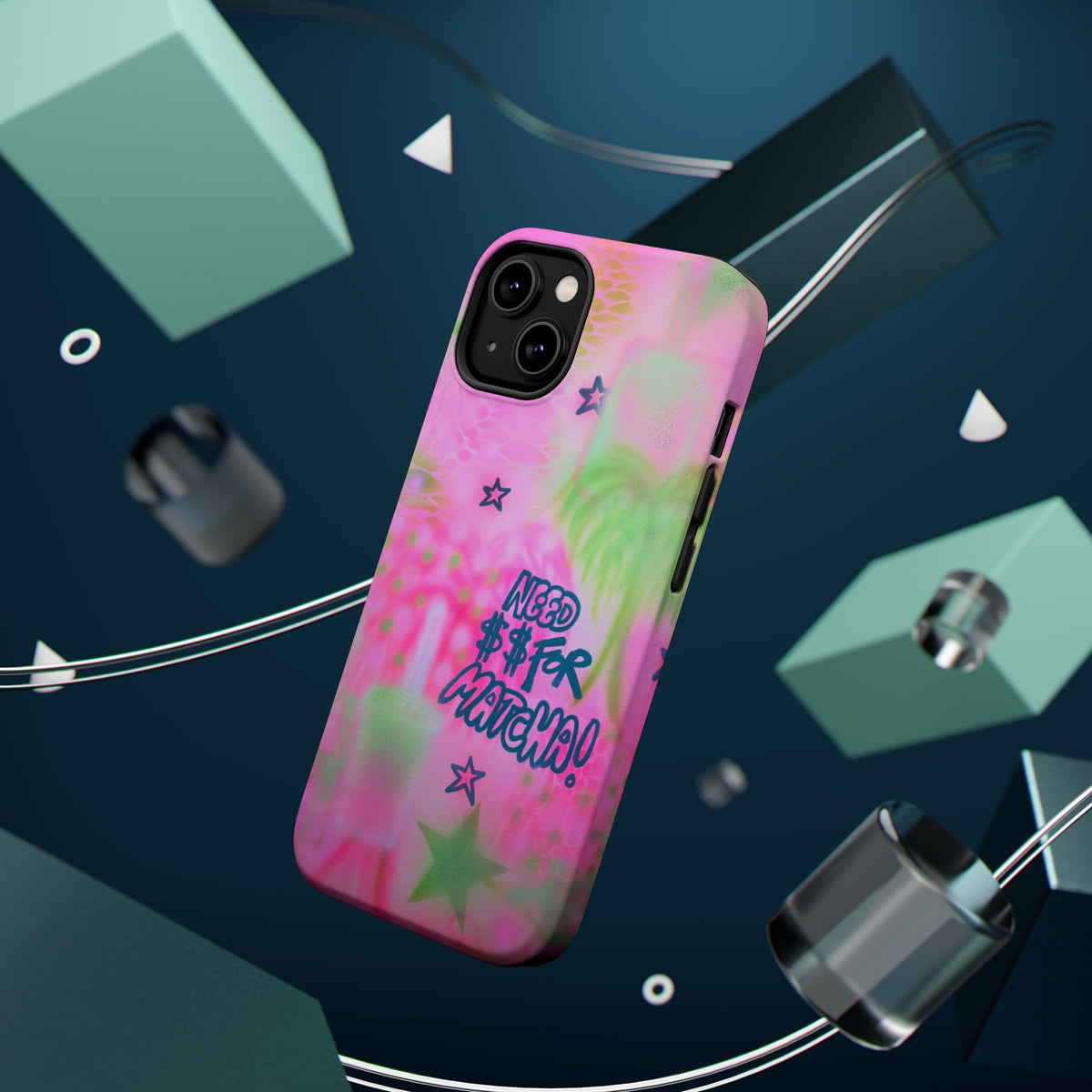 MagSafe "need $$ for matcha" airbrush iPhone case