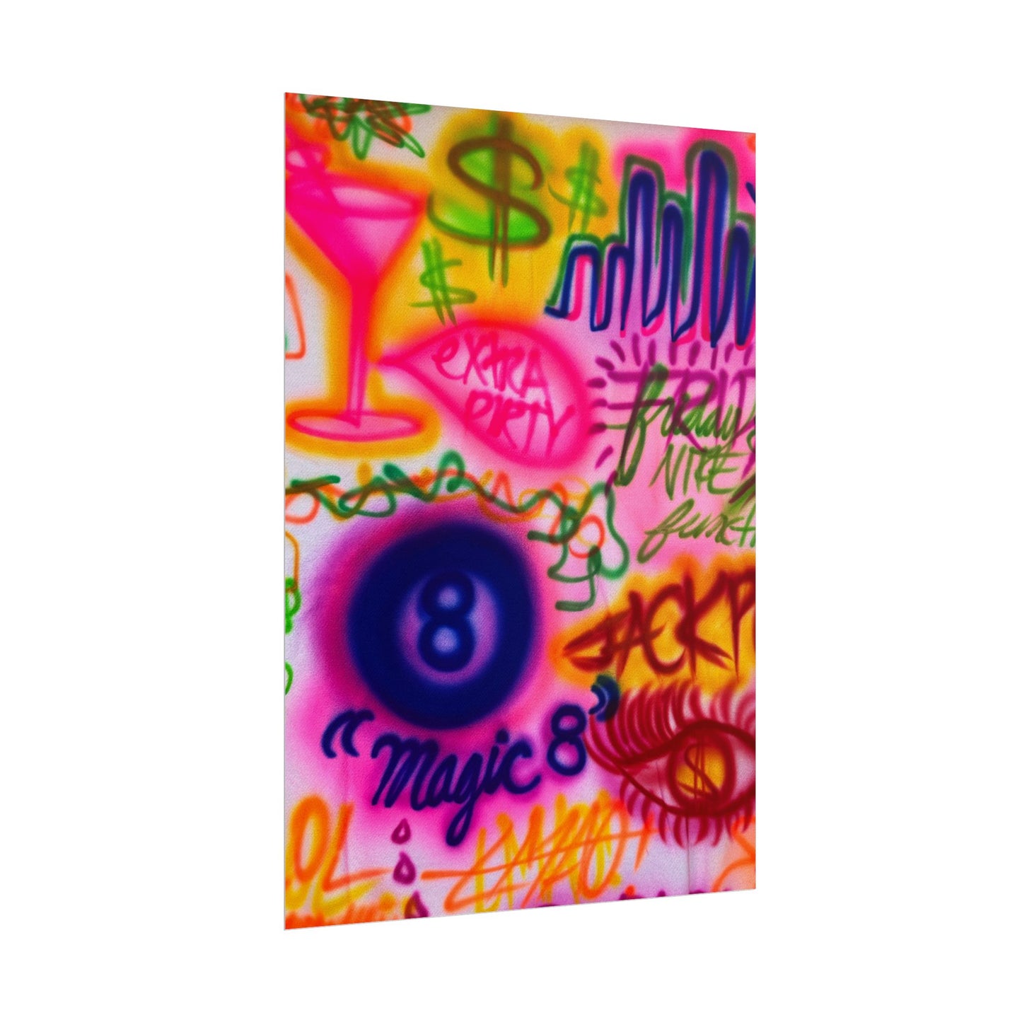 "colorful chaos" airbrush rolled print