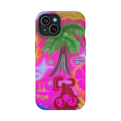 MagSafe "neon pink palms" Airbrush iPhone-Hülle