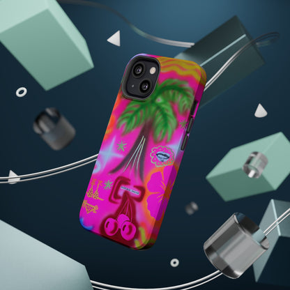 MagSafe "neon pink palms" Airbrush iPhone-Hülle