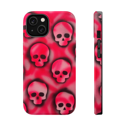 MagSafe "pink skully" airbrush iPhone case