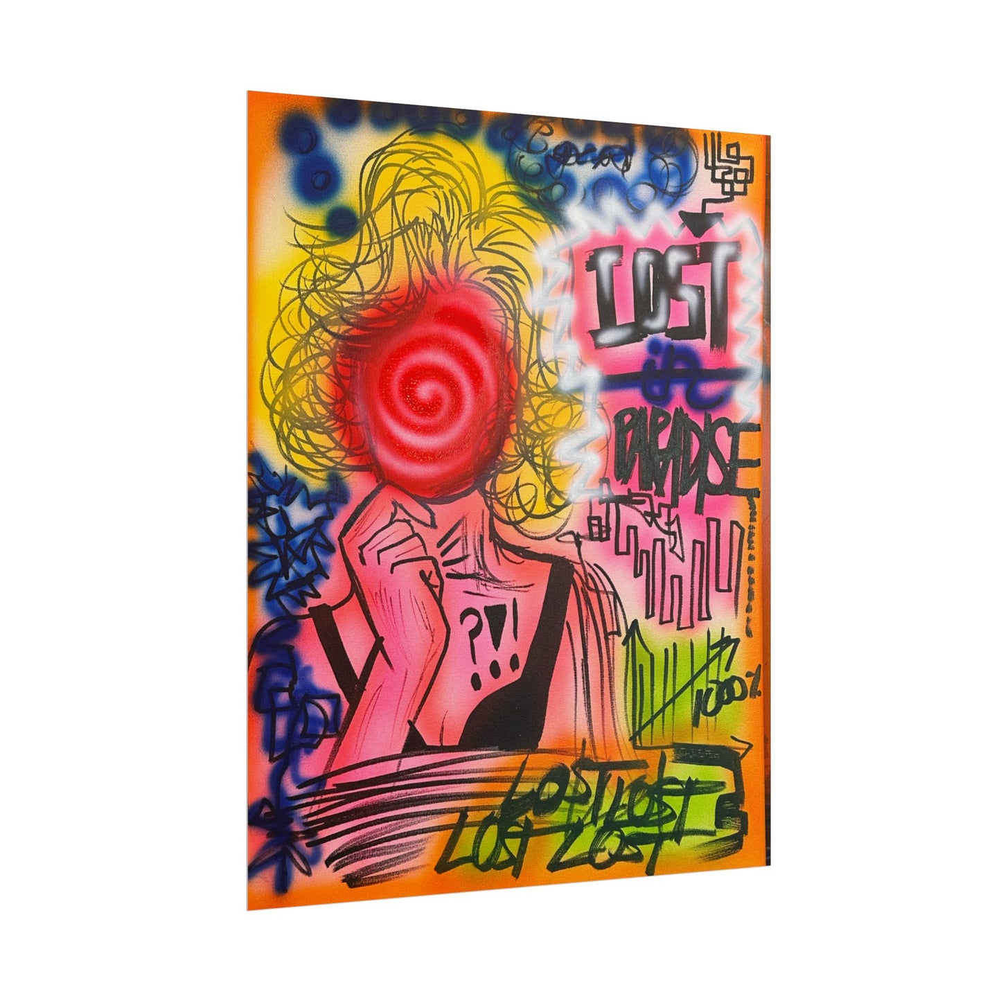 "lost in paradise" airbrush rolled print