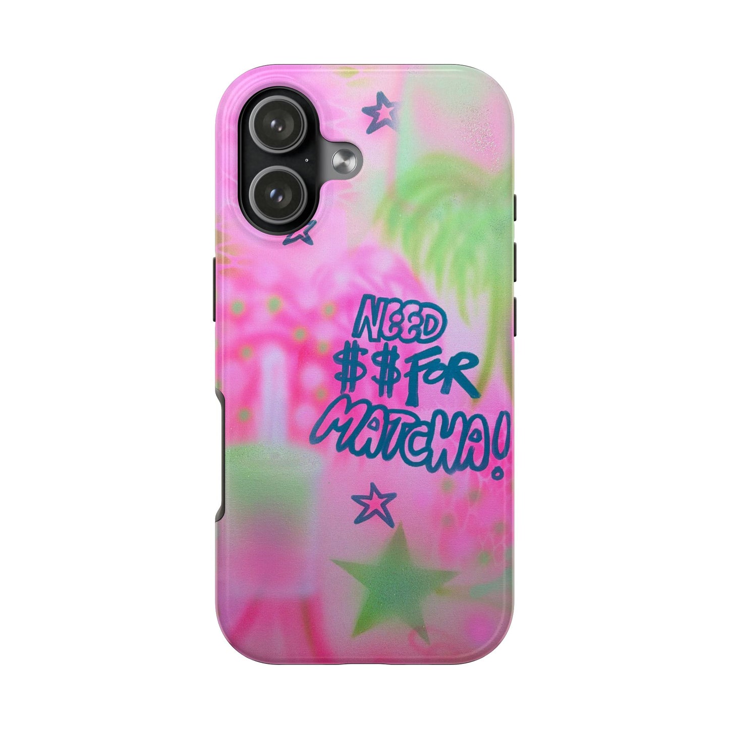 "need $$ for matcha" airbrush iPhone case