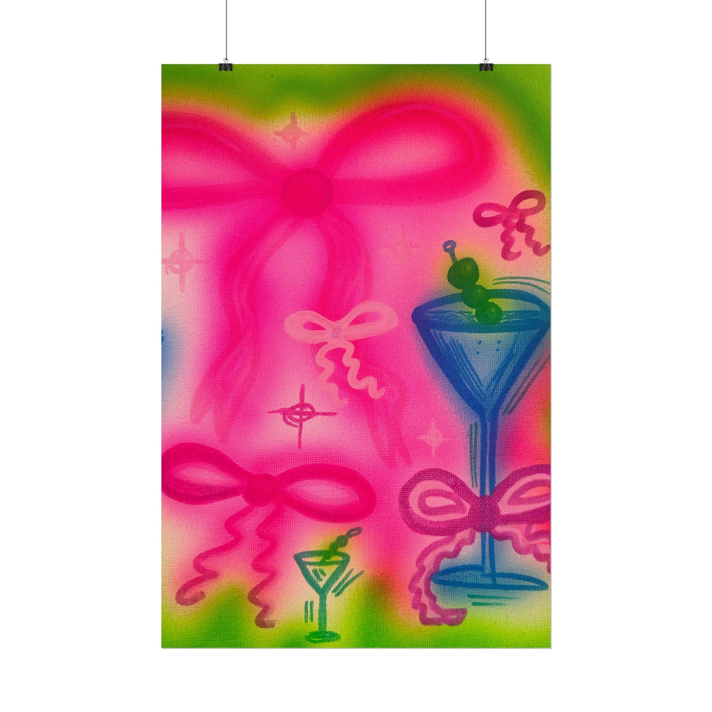 "bow martini" airbrush rolled print