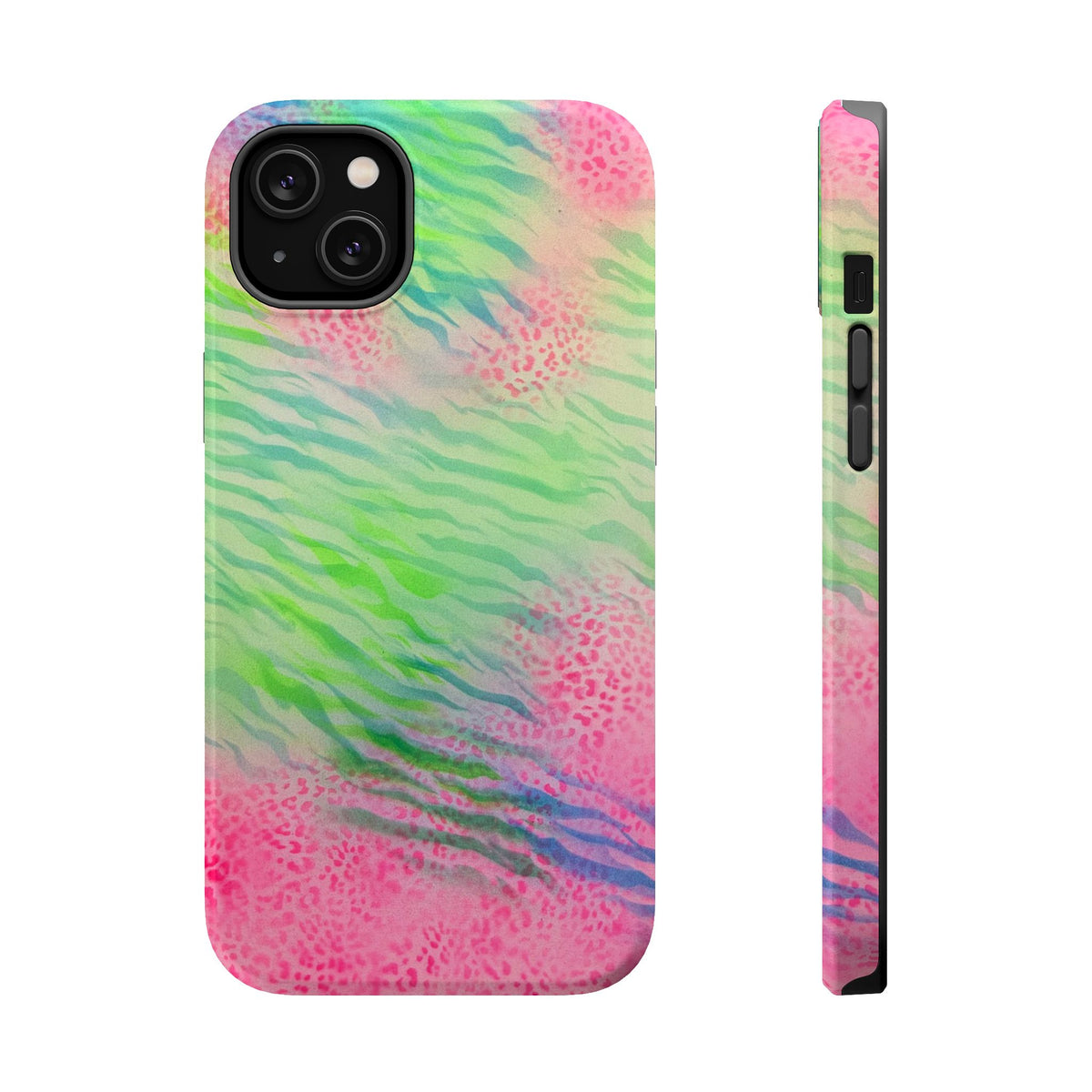 MagSafe "teal cheetah" airbrush iPhone case