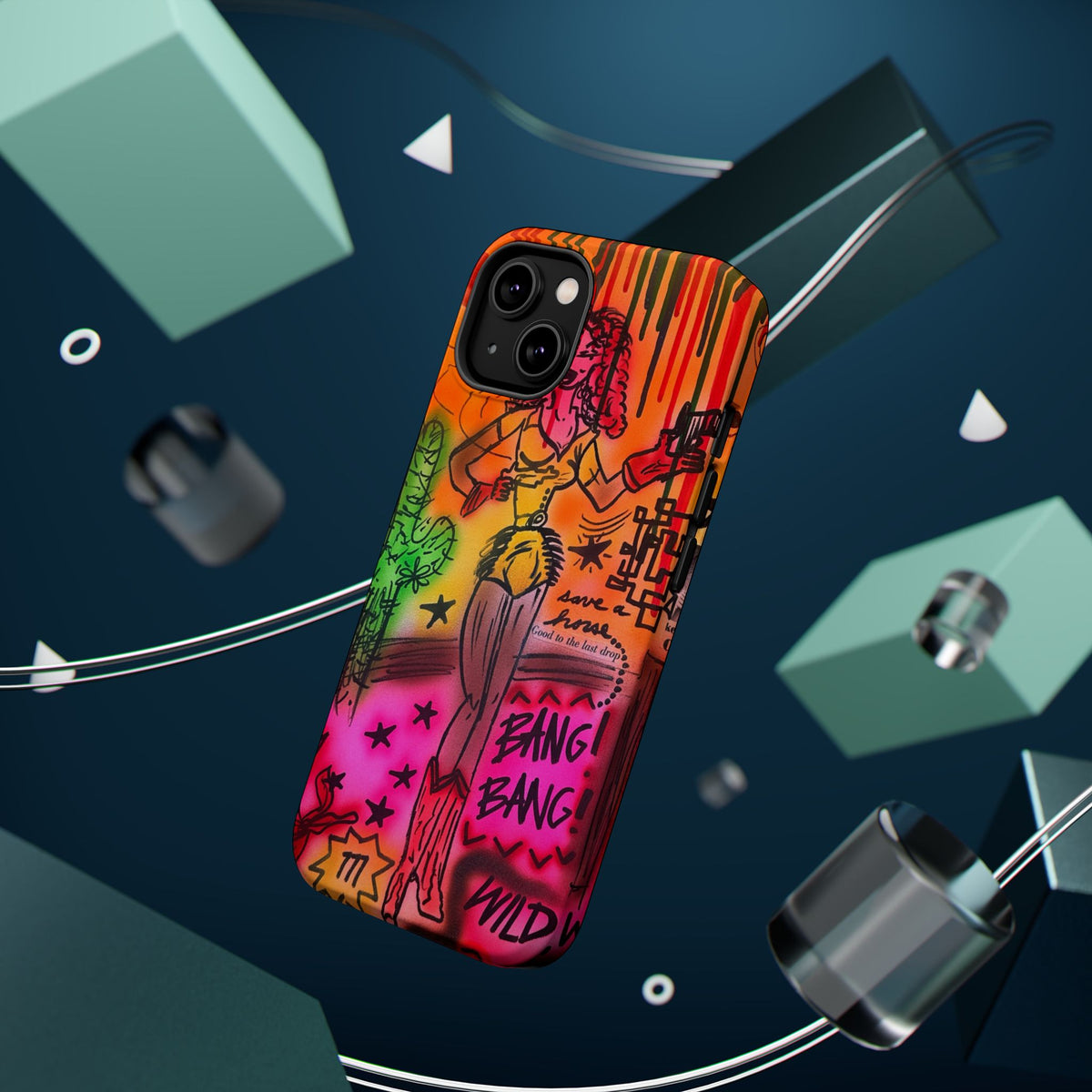MagSafe "wild, wild west" airbrush iPhone case