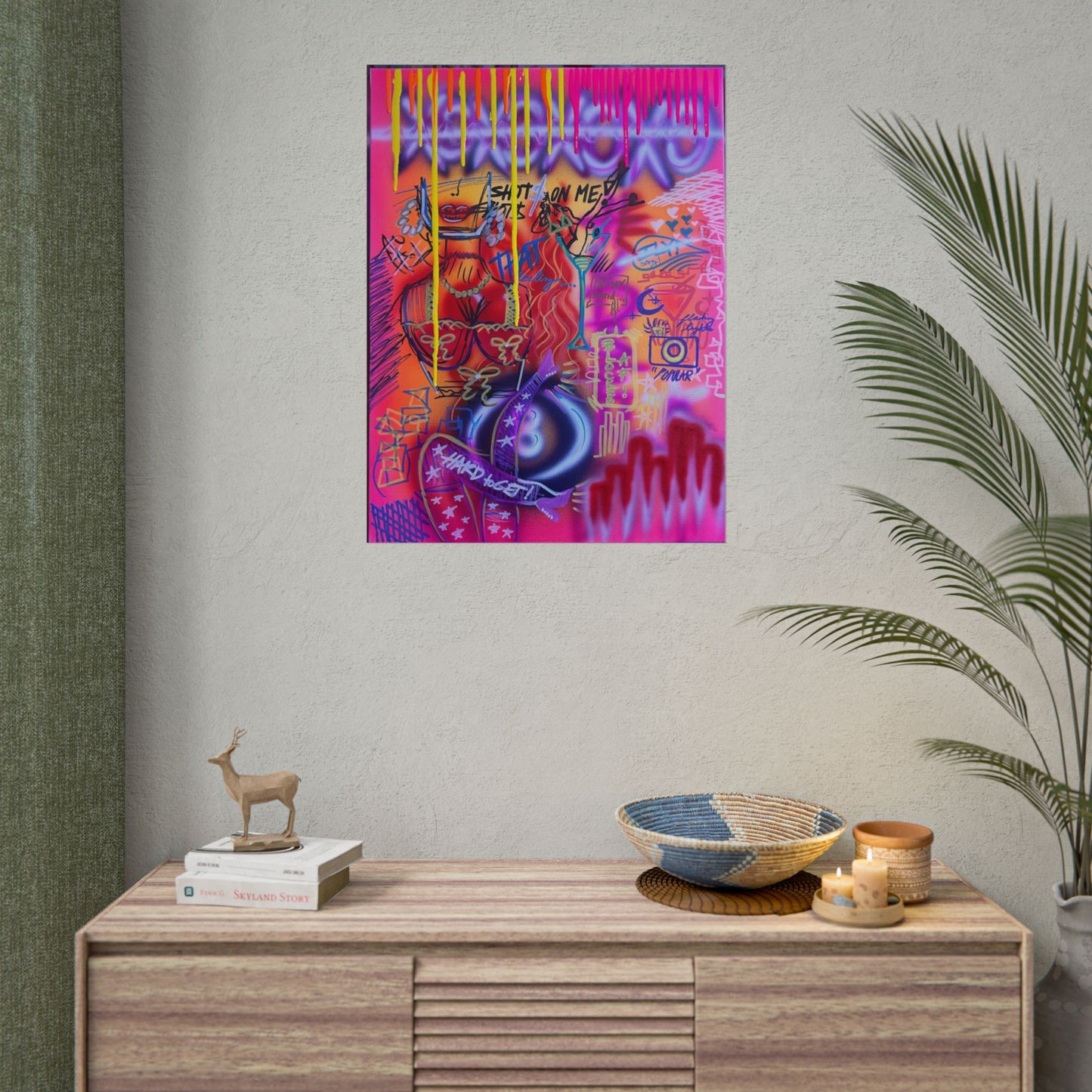 "shots on me!" airbrush rolled print