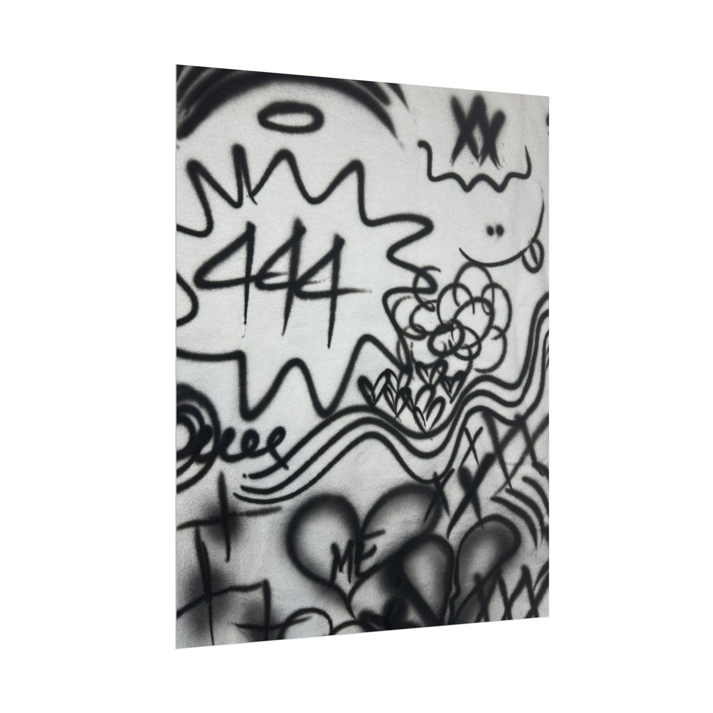 "444" airbrush rolled print