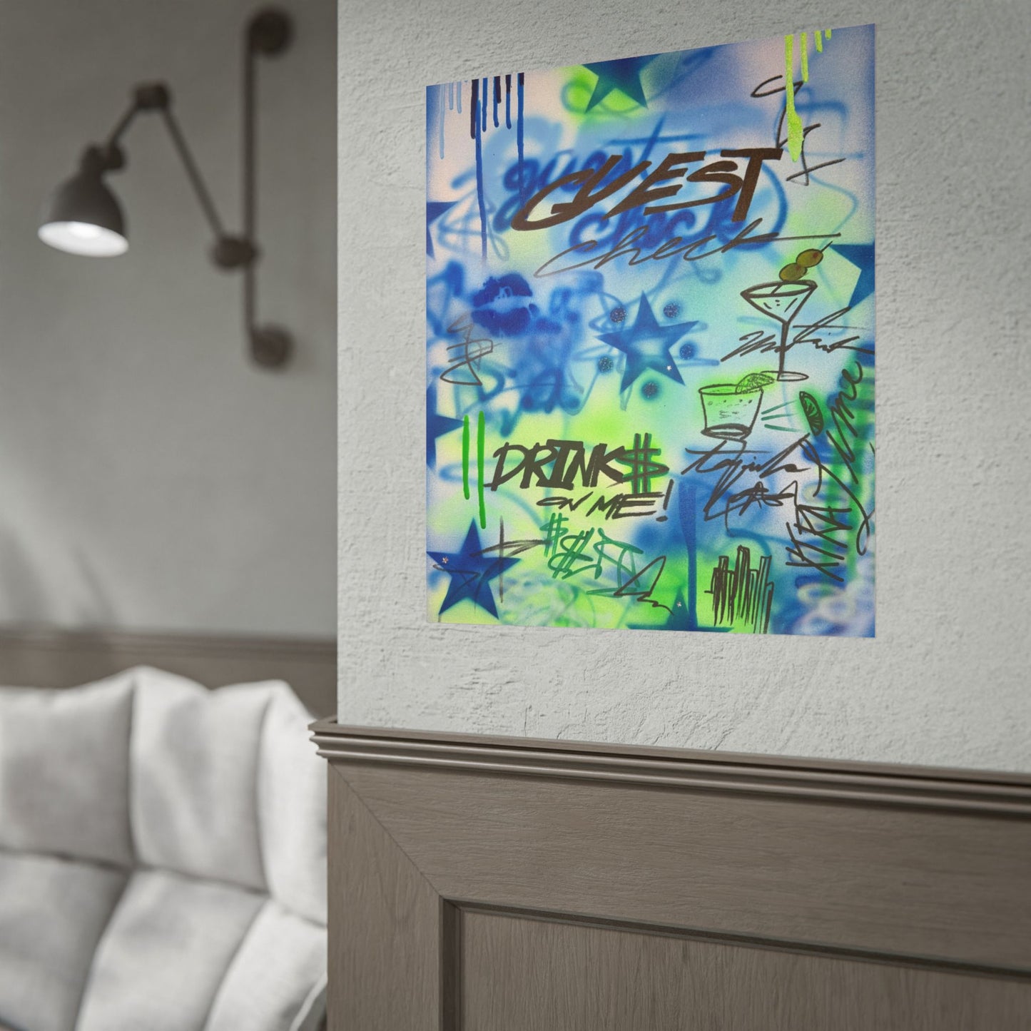 "guest check" airbrush rolled print