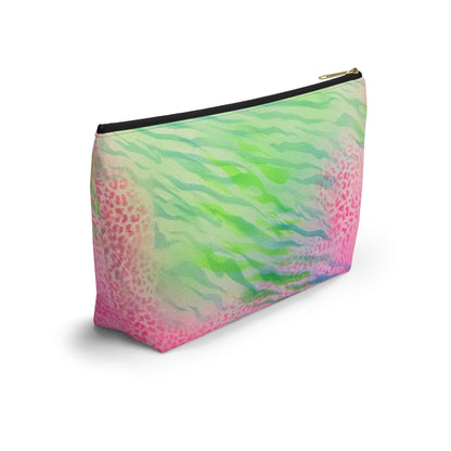 "teal cheetah" airbrush makeup pouch