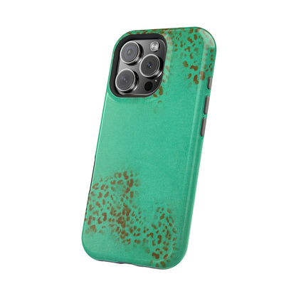 MagSafe "teal cheetah" airbrush iPhone case