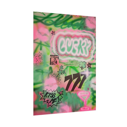 "so lucky" airbrush rolled print