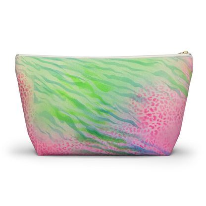 "teal cheetah" airbrush makeup pouch