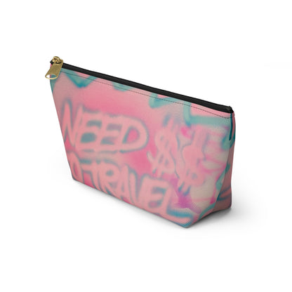 "need $$ to travel" airbrush makeup pouch