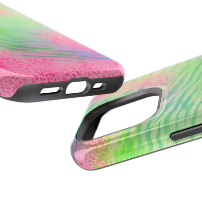 MagSafe "teal cheetah" airbrush iPhone case