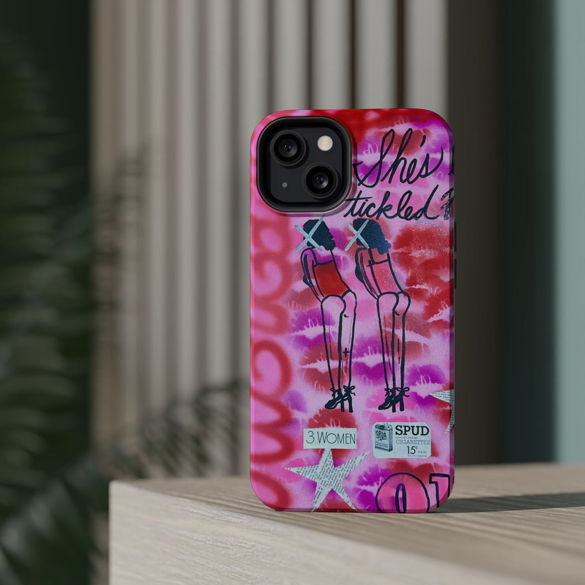 MagSafe "tickled pink" airbrush iPhone case