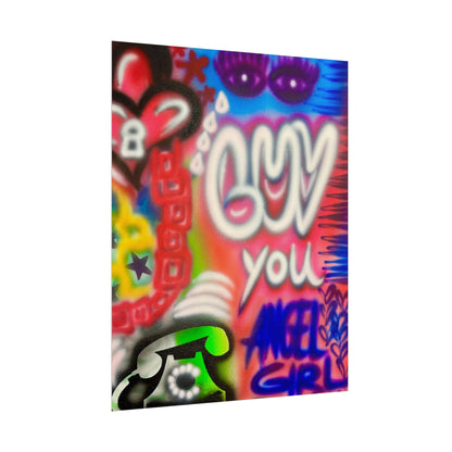 "luv u angel girl" airbrush rolled print