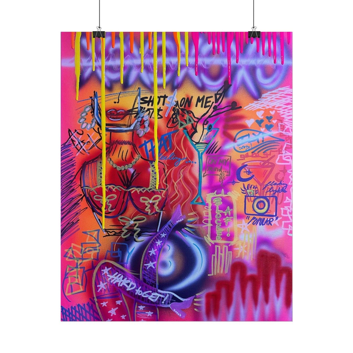 "shots on me!" airbrush rolled print
