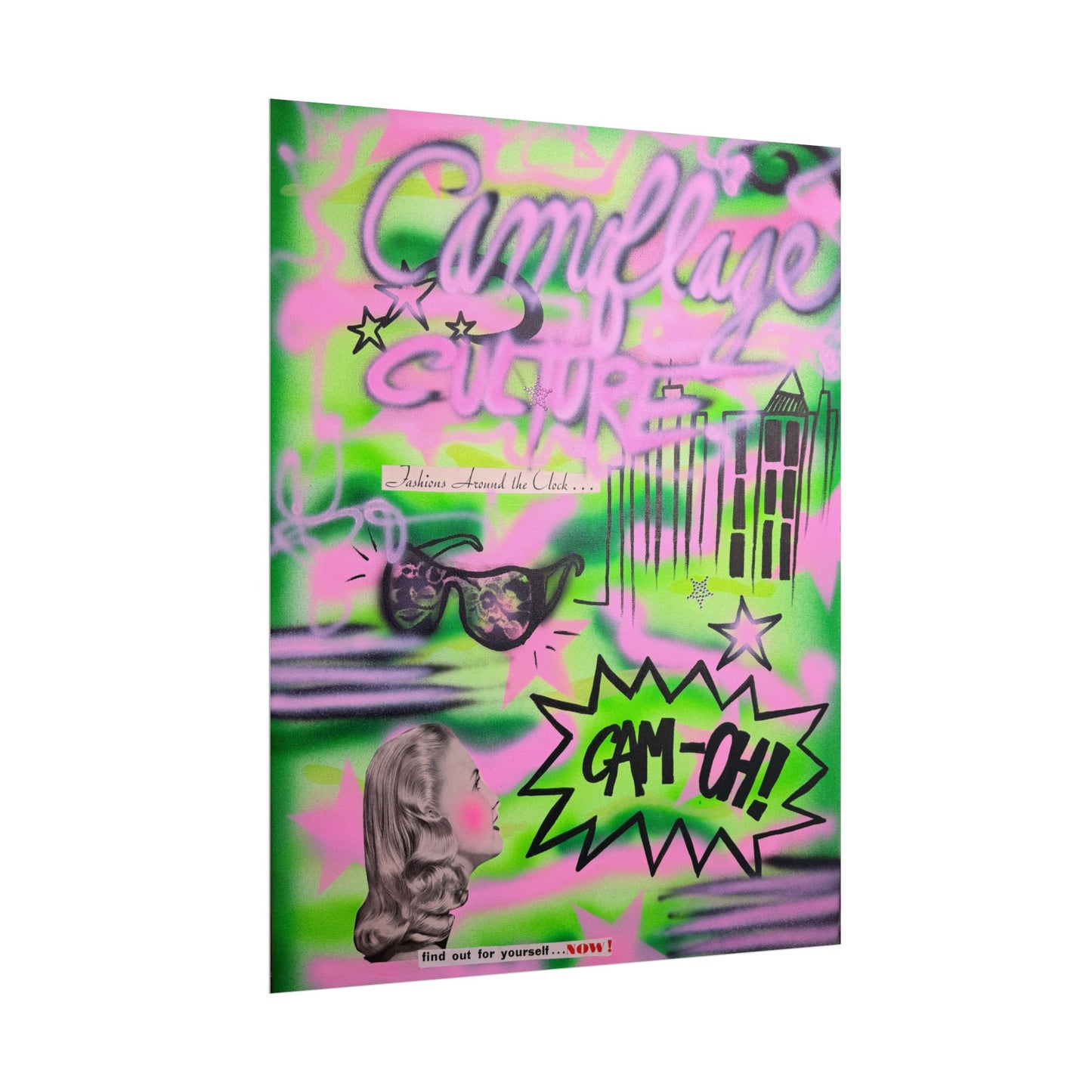 "green camo" airbrush rolled print